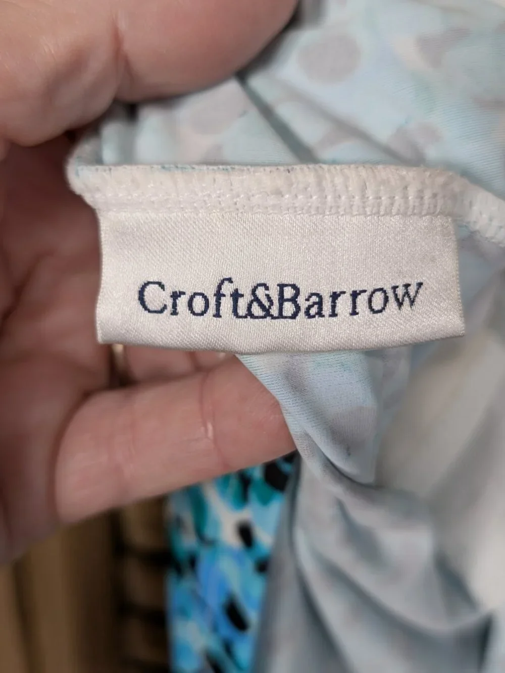 Croft & Barrow Blue Speckled Spaghetti Strap Tankini Size 14